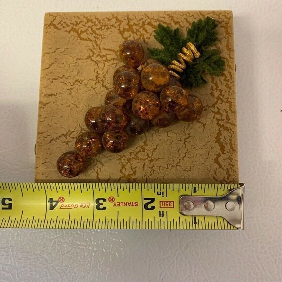 Vintage Handmade Decor Glass Grapes Tile - Picture 4 of 8